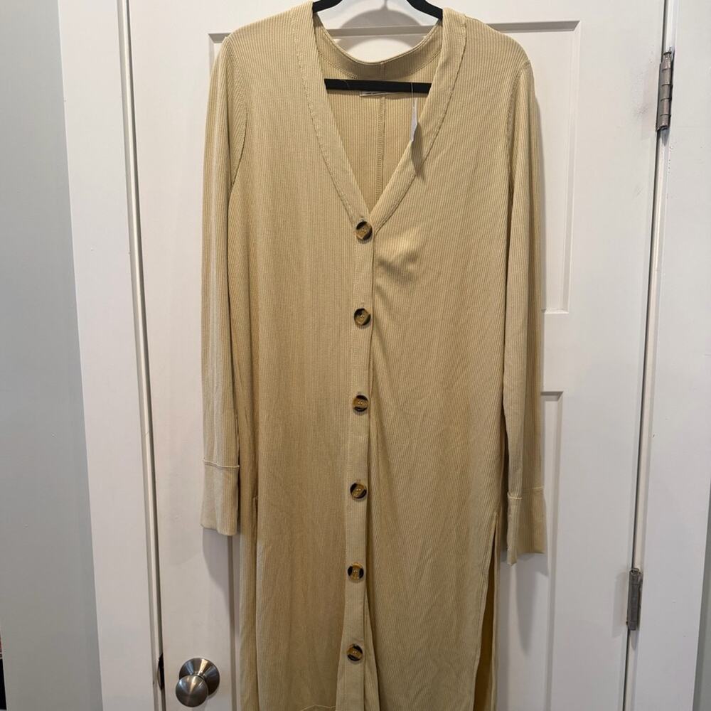 We The Free Perfect Match Longline Cardigan Duster Tan Ribbed Size Large NWT - Picture 6 of 9